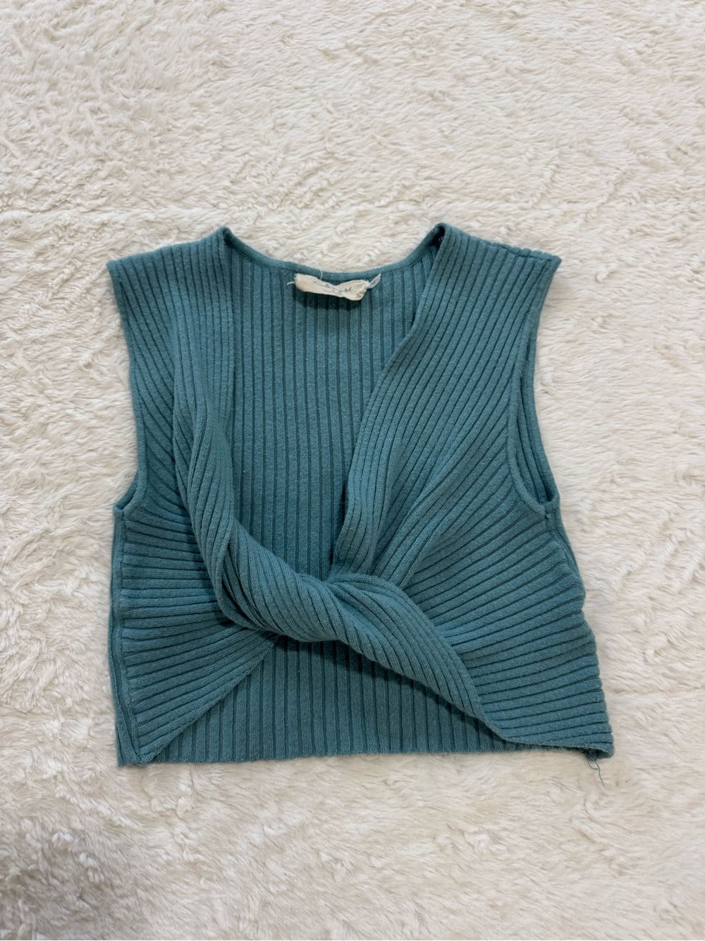 Audrey 3+1 Ribbed Crop Tank - Teal Green